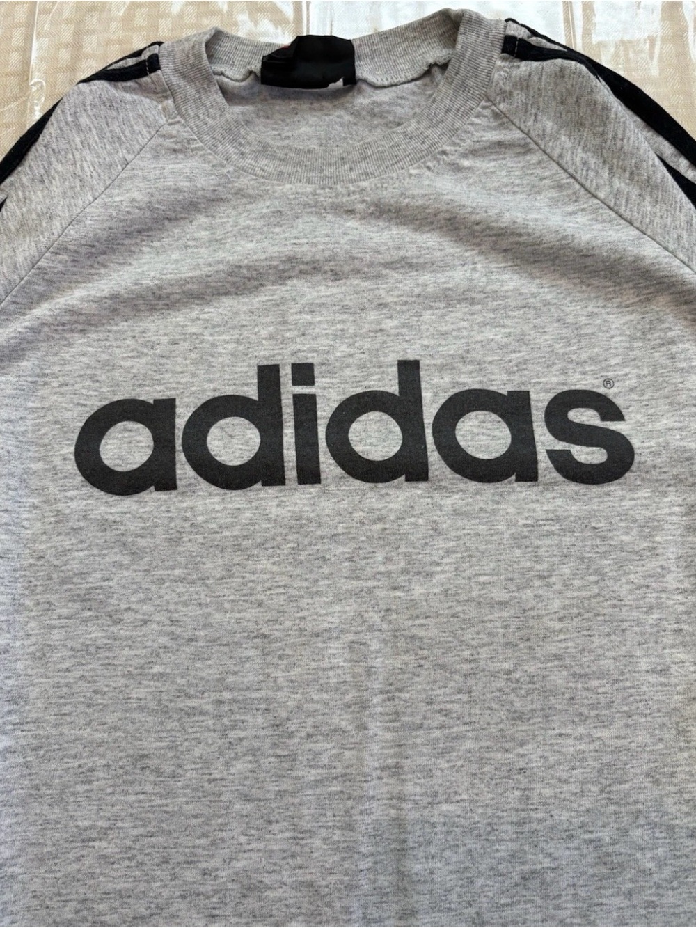 Vintage Adidas T-Shirt Size XL Gray Three Stripes Relaxed 90s Y2K Fit - Picture 3 of 7